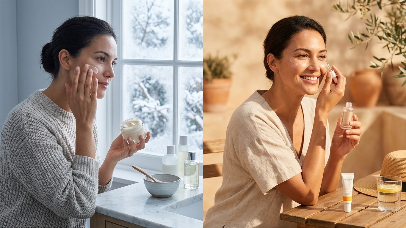 Routine naturelle selon la saison et la situation : hiver, été, sport, voyage, soleil