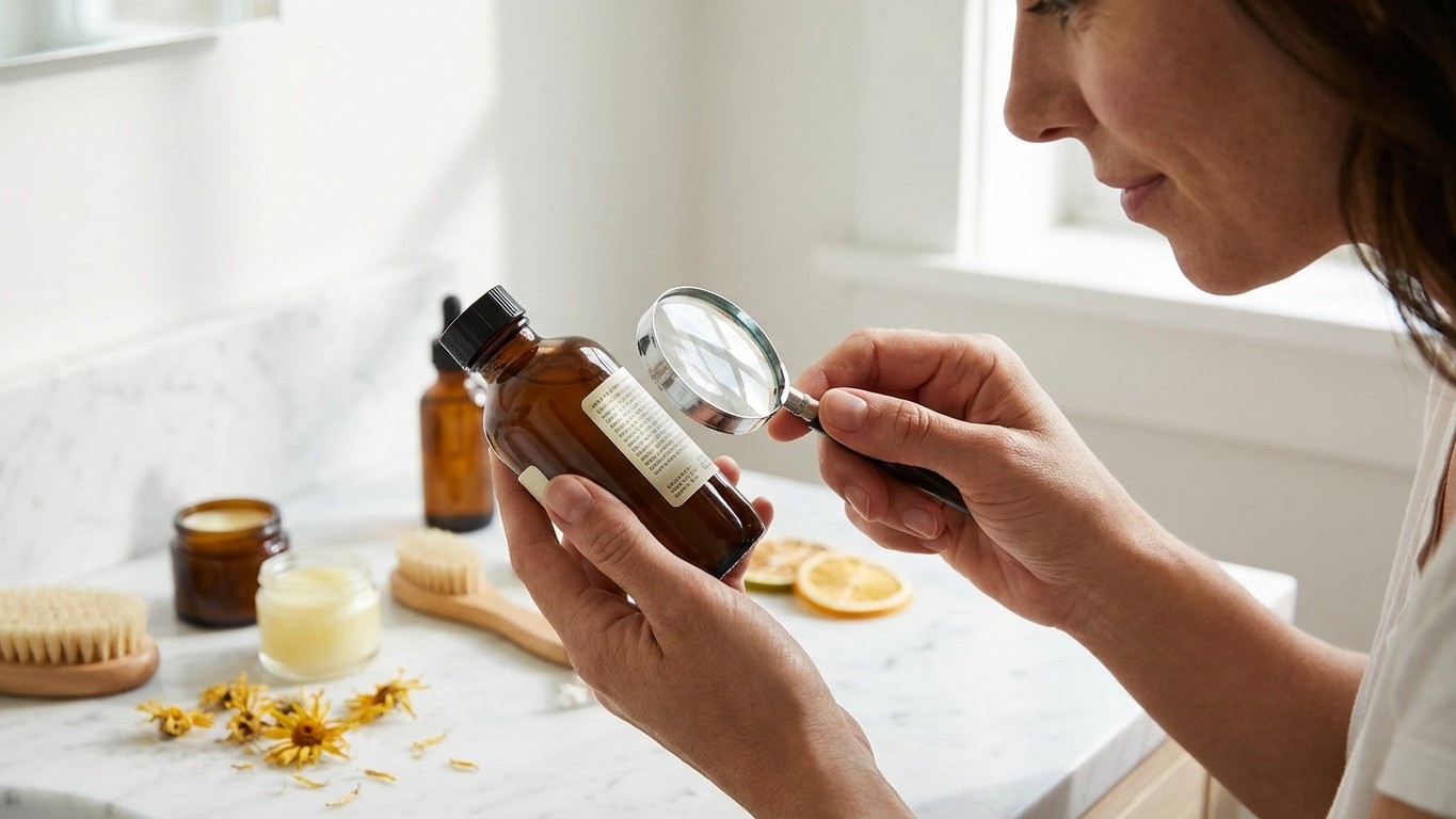 Routine peau naturelle « sans chimie » : comment lire les étiquettes et éviter les pièges