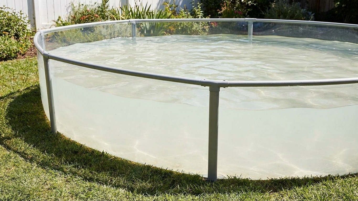 Ich habe meinen Aufstellpool bei 30 Grad einfach in der Sonne stehen lassen: als ich das Wasser nach drei Tagen sah, habe ...