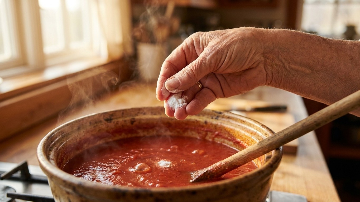 Meine Großmutter hat immer eine Messerspitze Natron in die Tomatensauce gegeben: ich habe jahrelang gelacht, bevor ich ver...