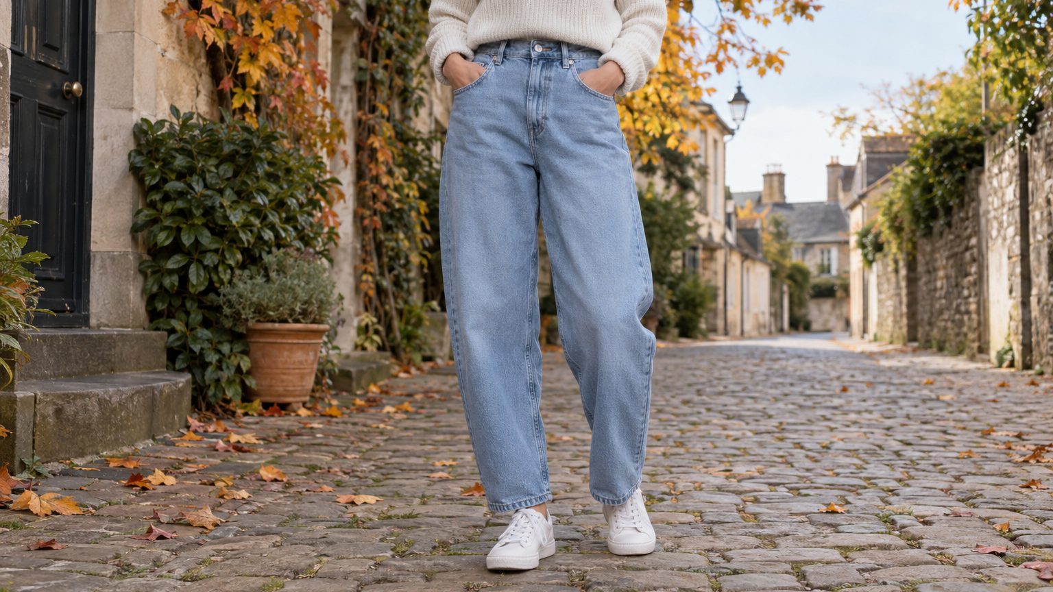 Barrel Jeans: welche Schuhe passen? Sechs Paare, die richtige Saumlänge und was die Form staucht